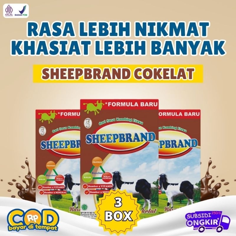 

3 BOX SHEEPBRAND PLUS COKLAT SUSU KAMBING ETAWA BUBUK ORIGINAL PLUS MADU MURAH ATASI NYERI LUTUT TULANG SENDI ASAM URAT BATUK MENAHUN ASMA PARU-PARU