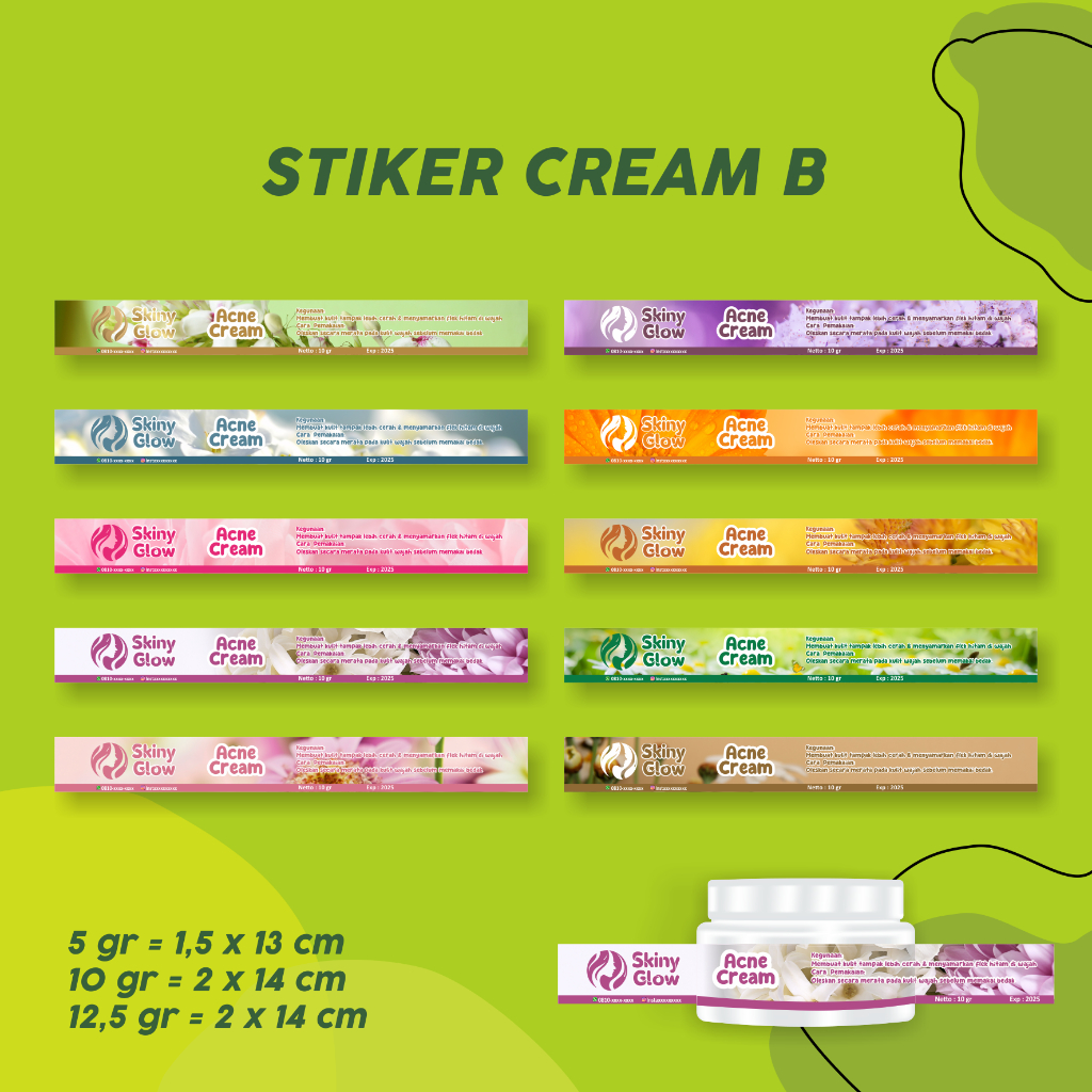 

STIKER CREAM/ STIKER POT/ STICKER KOSMETIK/ STIKER DAY CREAM, NIGHT CREAM, ACNE CREAM KODE SC-B