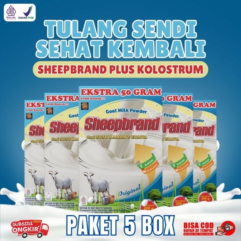 

5 BOX SHEEPBRAND PLUS KOLOSTRUM SUSU KAMBING ETAWA BUBUK ORIGINAL PLUS MADU MURAH ATASI NYERI LUTUT TULANG SENDI ASAM URAT BATUK MENAHUN ASMA PARU-PARU
