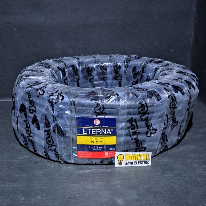 Kabel listrik Nyy 3x2,5mm ETERNA / kabel engkel [ ecer per 1 meter ]