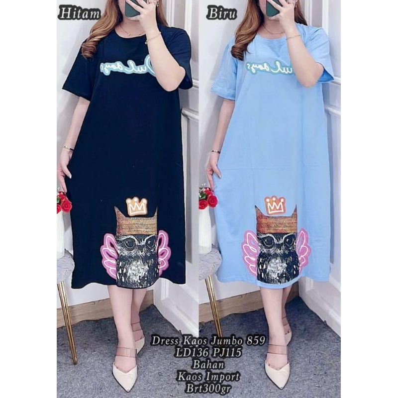 859 dress/dress wanita/dress kaos jumbo
