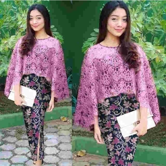 Kebaya Kondangan Brukat Cape Kutubaru Brokat Modern Baju Pesta Lamaran Tunangan Wedding Kebayak Wani