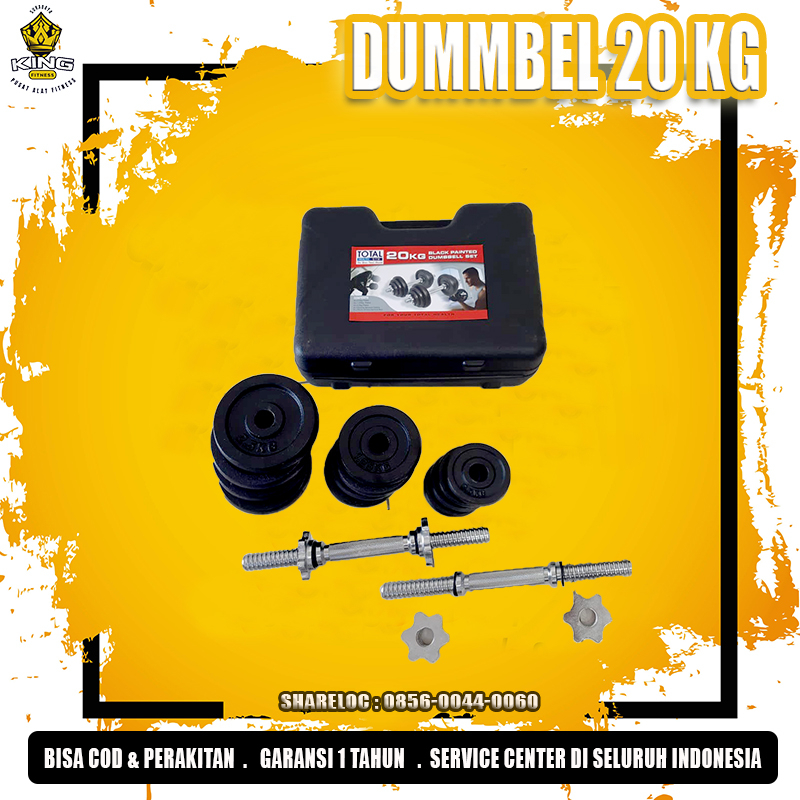 Barbell set / Dumbell set Chrome beban 20 kg murah Total fitness I Bisa COD
