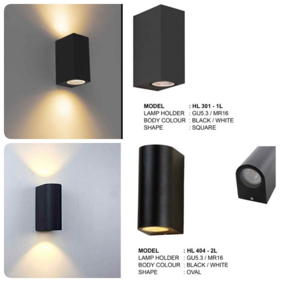 Lampu dinding Led 1 arah 2 arah indoor atau outdoor Waterproof sudah 1 set lampu