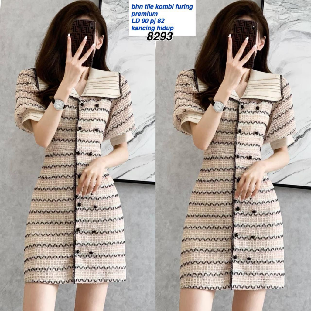 Dress Brukat Tile Import  Kombi Furing|  Bahan Premium