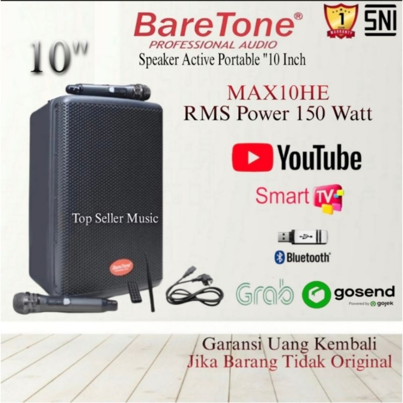 Speaker Portable Baretone MAX10HE / MAX 10HE / MAX 10 HE BLUETOOTH-TWS