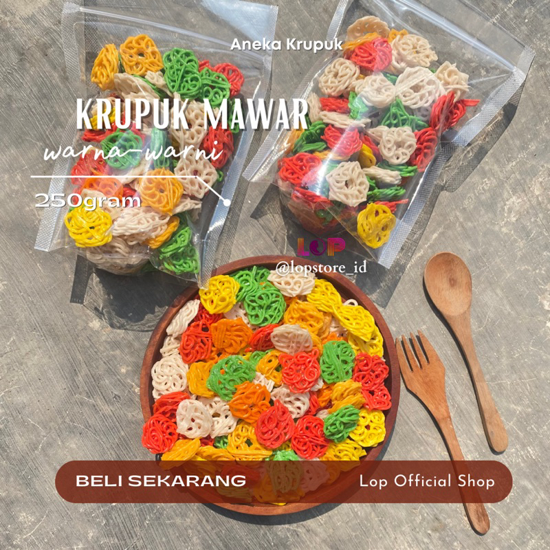 

Kerupuk Mawar Warna-warni 250gram Mentah
