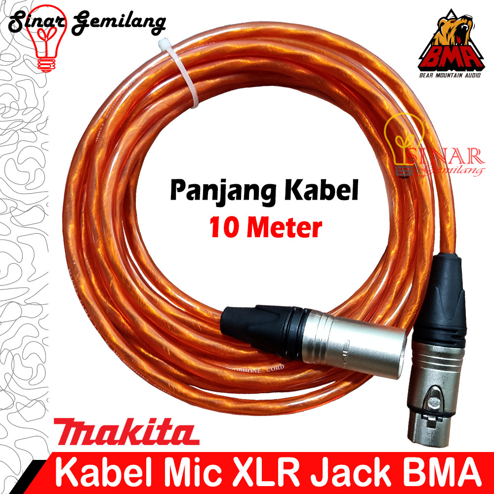 Kabel Mic Makita XLR 20 Meter Male To Female Jack BMA Konektor Audio Microphone