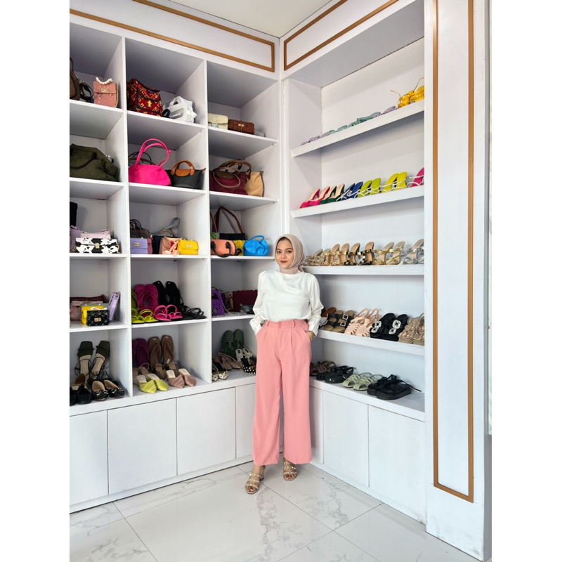 Celana kain higwaist polyester