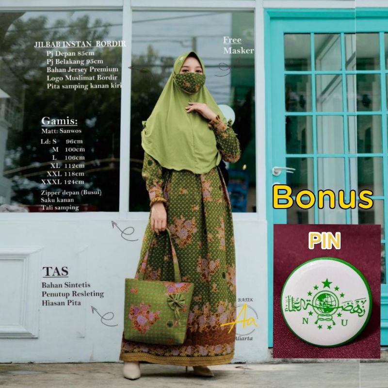 GAMIS MUSLIMAT NU SERAGAM NU MUSLIMAT JILBAB BORDIR TAS MUSLIMAT FREE MASKER