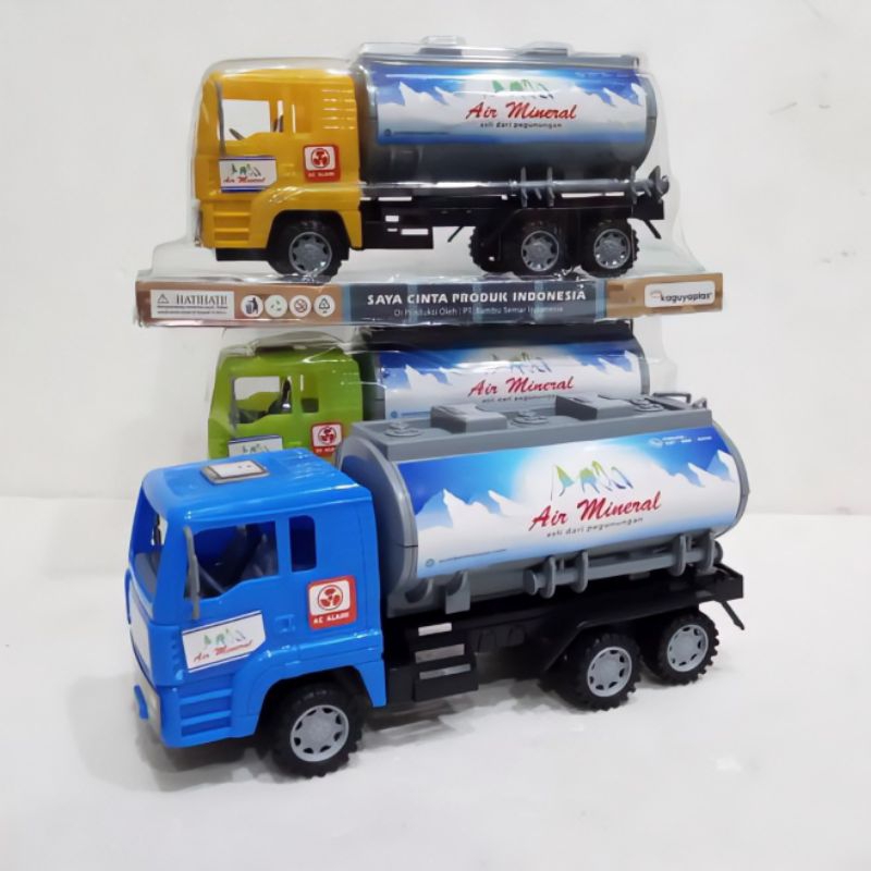 Mainan Mobil Truk Tangki Air Mineral Murah Suara Mesin Friction Anak Edukasi - Mobilan Truck Car Tan