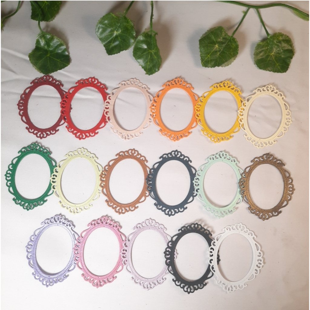 

[1 SET ISI 5 PCS] DieCut Mirror / Cermin Oval Vintage for Decorating Scrapbook / Journaling / DIY / Journal Art