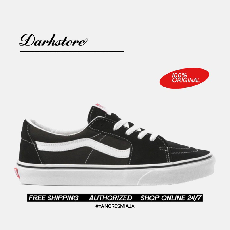 Vans Sk8 Low Black White 100% Original Resmi