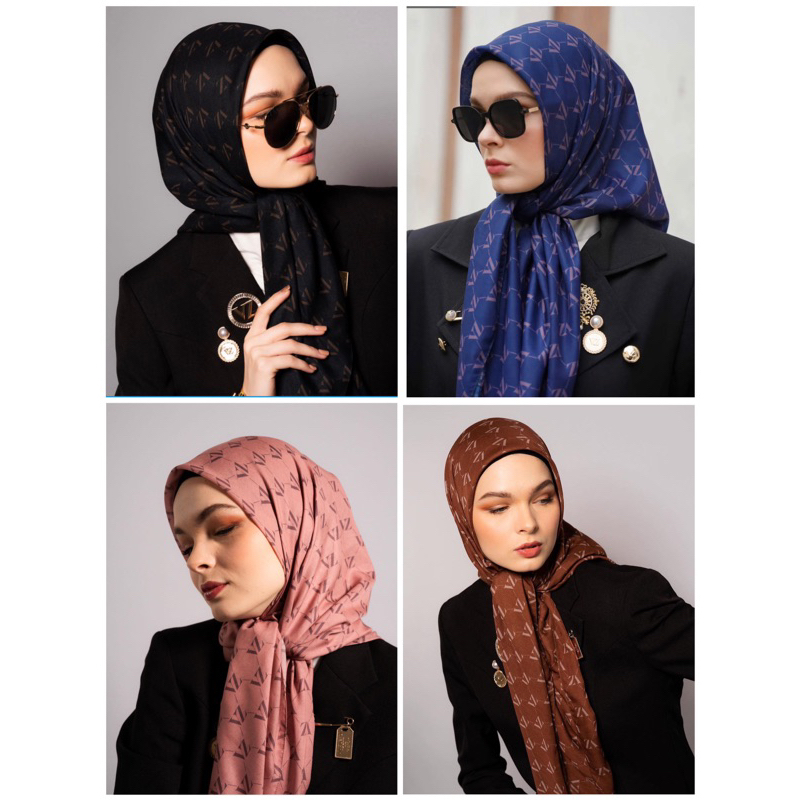 Vivi Zubedi VZ Monogram Voal Scarf Black Ombre