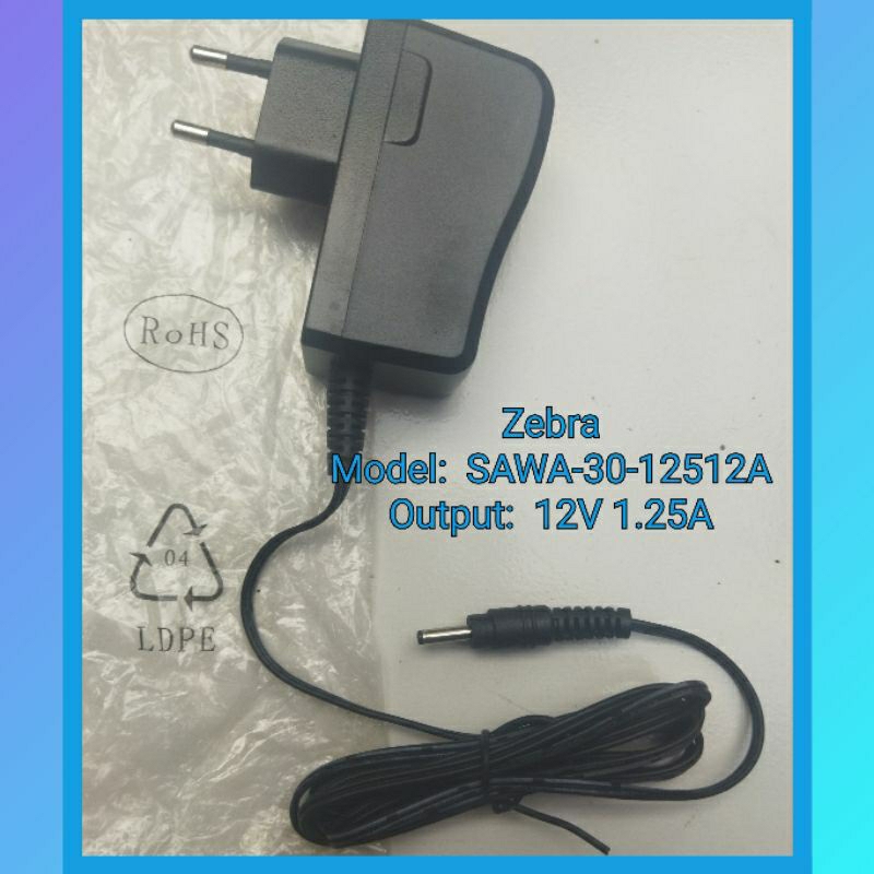 Charger Adaptor 12v 1.25A 12volt 1,2A Printer Zebra MZ220 MZ320 IMZ220 IMZ320 jack kecil