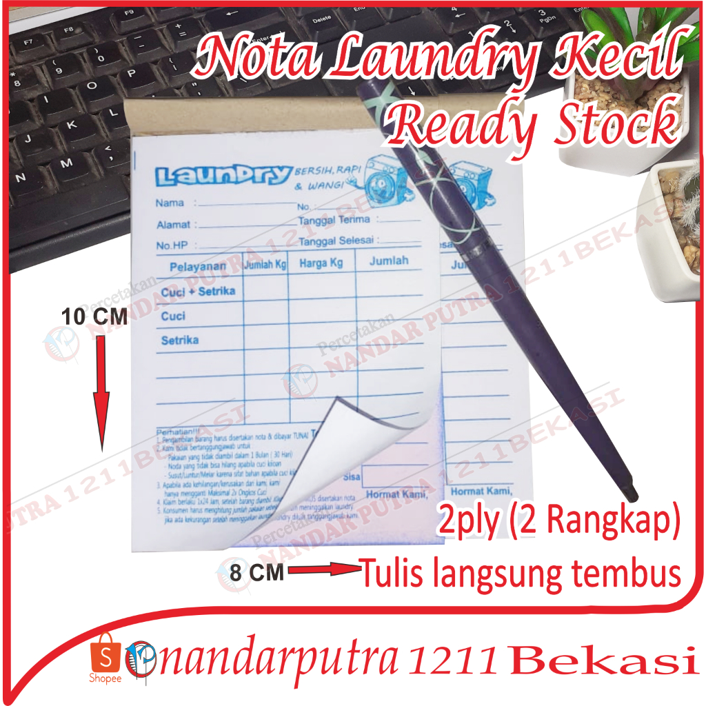 

BUKU NOTA LAUNDRY NCR 2PLY KECIL(READY STOCK)/NOTA KONTAN NCR 2PLY