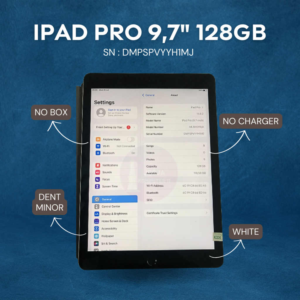 IPAD PRO 9,7" 128GB WIFI ONLY SECOND MULUS WITH CASE KEYBOARD SPACE GRAY BERGARANSI