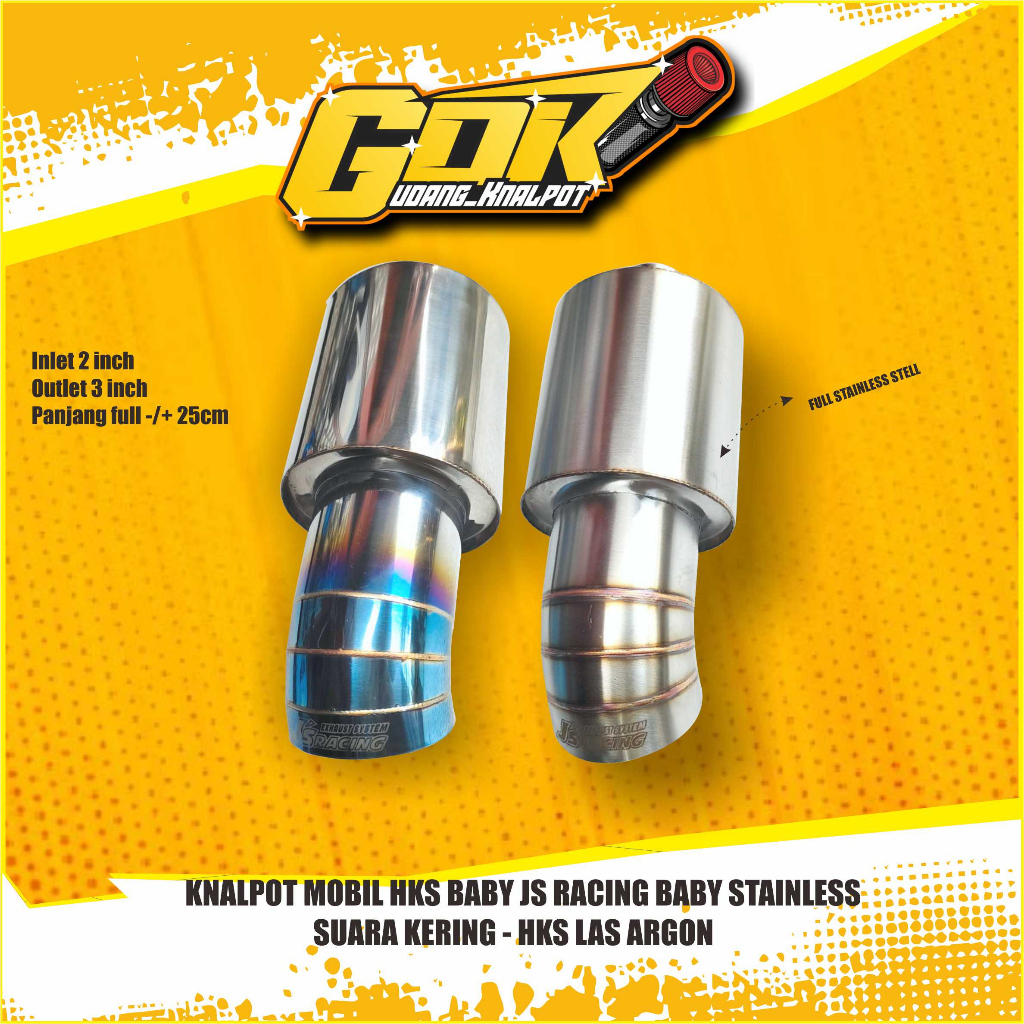 KNALPOT MOBIL HKS BABY JS RACING BABY STAINLESS SUARA KERING - HKS LAS ARGON