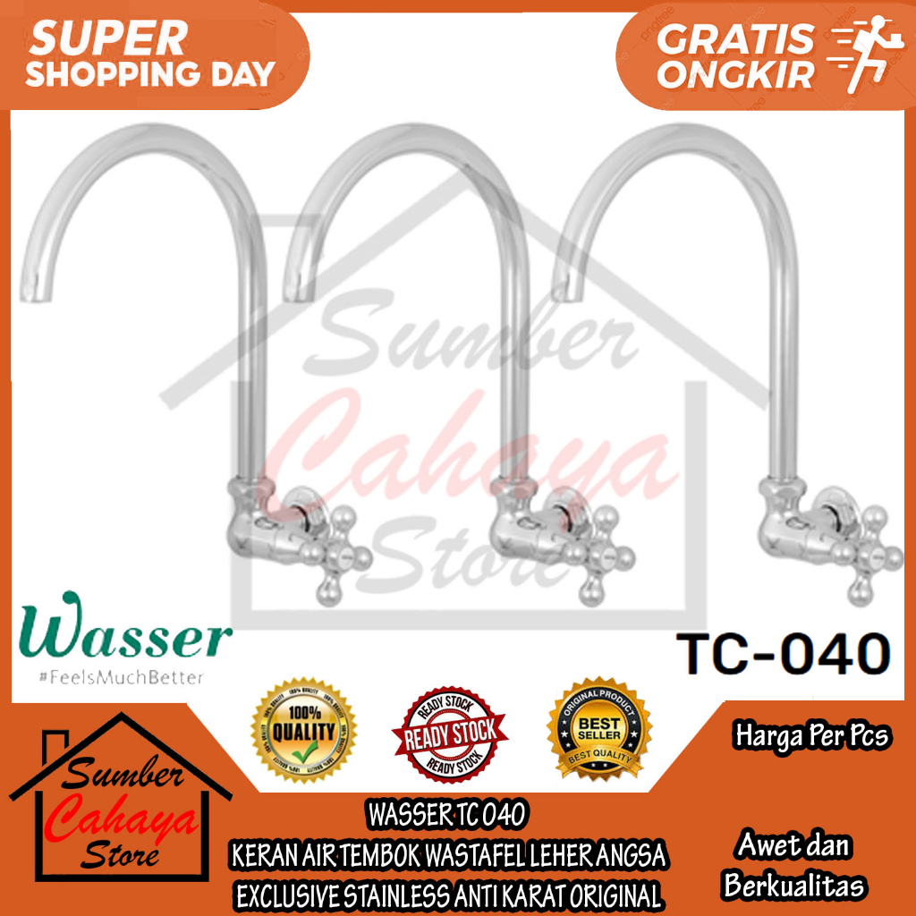 WASSER KERAN LEHER ANGSA TL 040 KRAN PANCURAN WASTAFEL BATH UP CUCI PIRING MANCI STAINLESS KERAN DIN