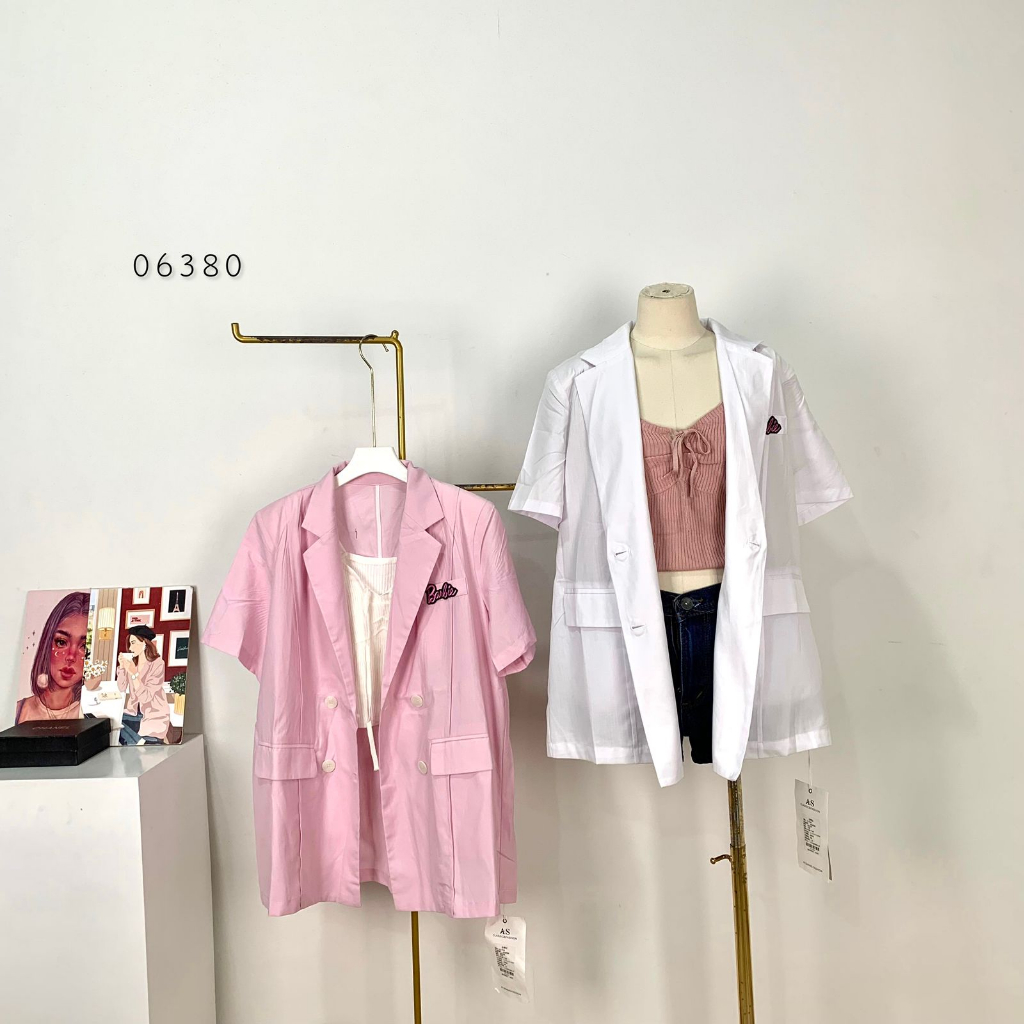 BLOUSE BLAZER BARBIE AS CLASSIC & FASHION 2in1 TANGAN PENDEK PREMIUM INNER KNIT RAJUT OUTER  BLAZER 