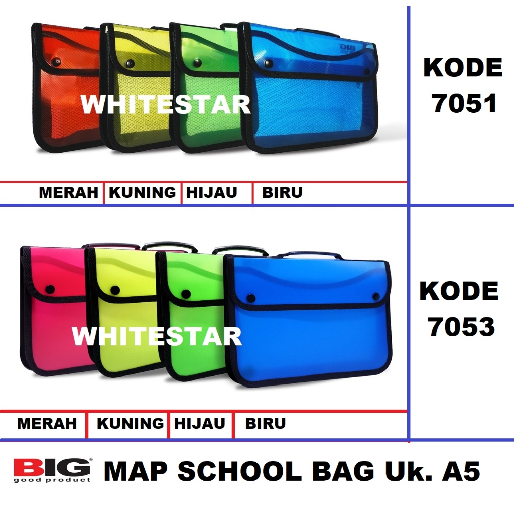 

tas map plastik 2 kancing / school bag big ukuran A5+