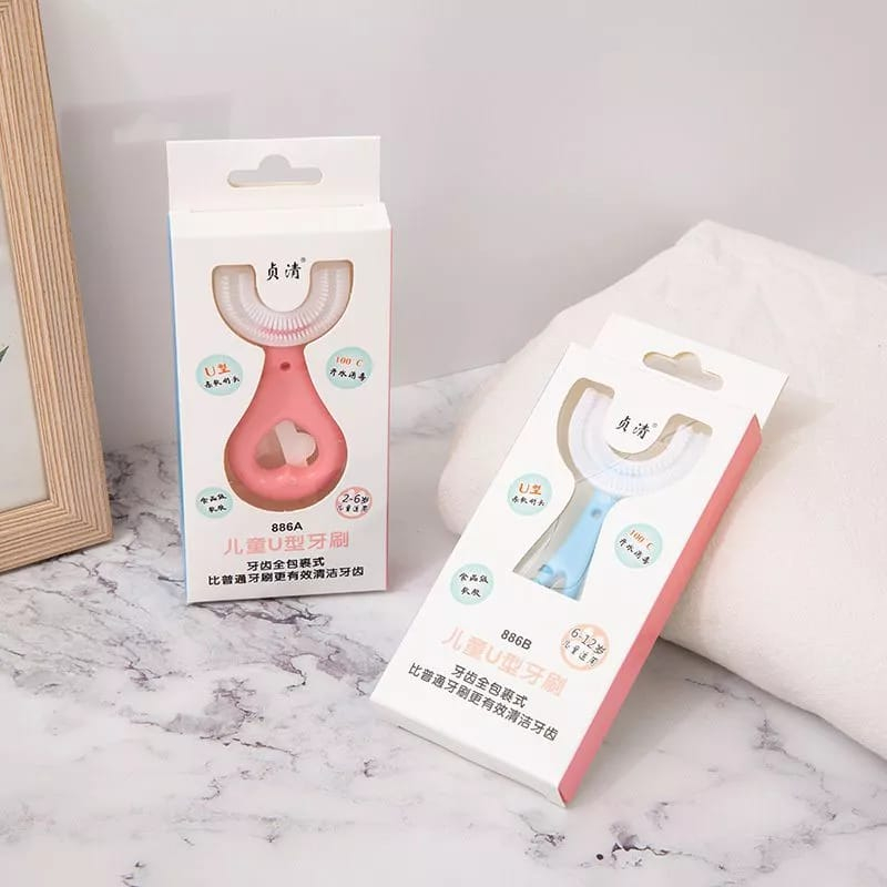 Sikat Gigi Silikon Bayi & Anak Anak Bentuk U/Sikat gigi untuk balita & anak usia 2-6 tahun