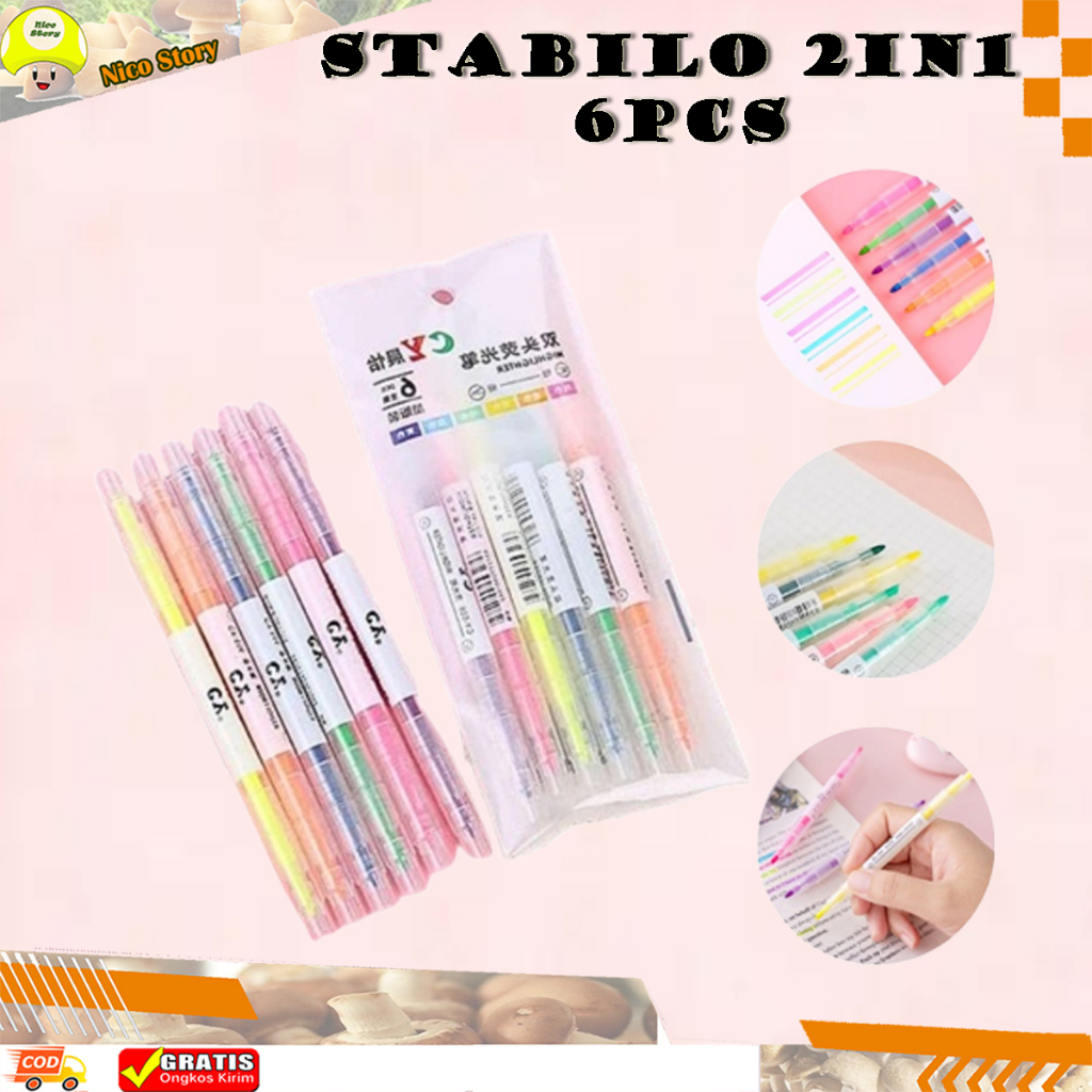 

(NCS) Set Stabilo Warna Isi 6 in 1 / Set Highlighter Warna Isi 6in1 / Stabillo Warna-Warni