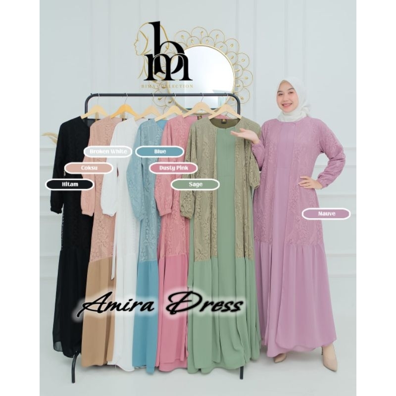 Gamis ceruty brukat full furring Amira dress