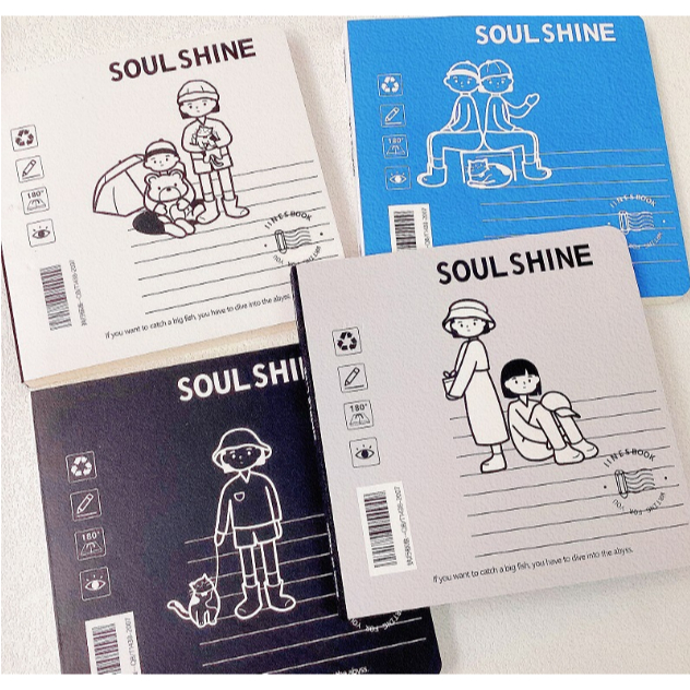 

Simple Life Soul Shine Notebook Black White dengan kertas GRID