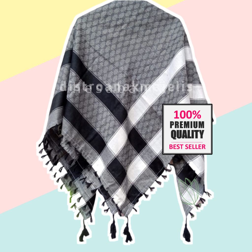 Sorban Habib / Sorban Kepala Putih / Sorban Kepala Dewasa / Surban Rumbai Penutup Syal / Surban Haji