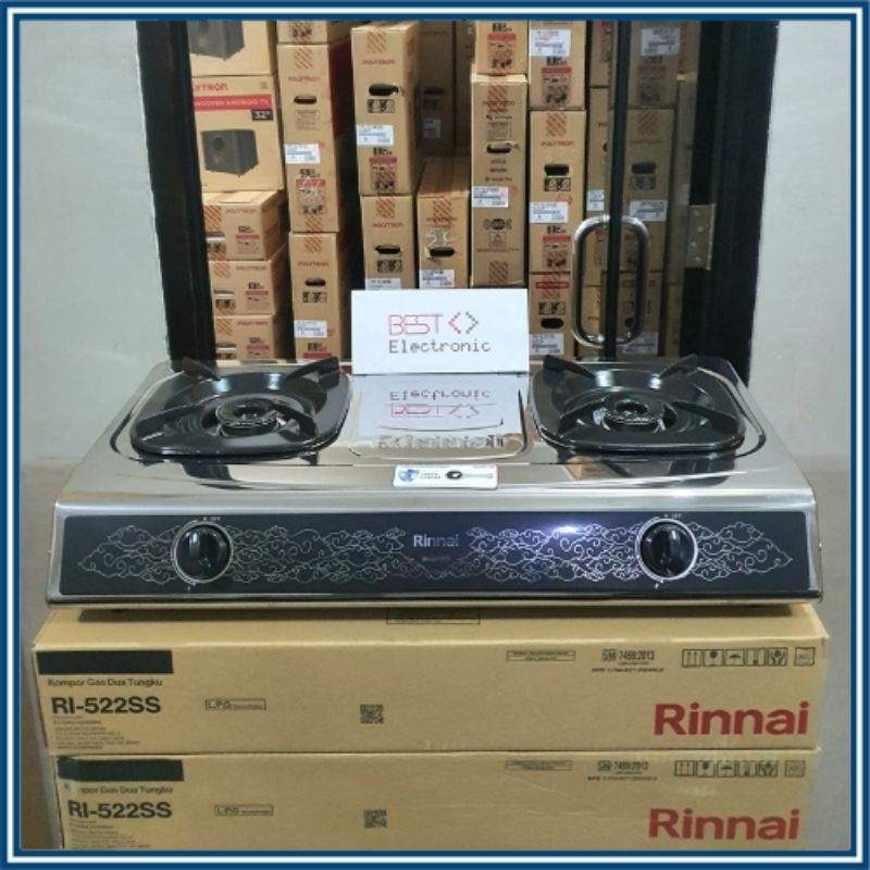 Kompor Gas Rinnai RI 522ss Kompor Murah Rinnai 522ss Kompor Stainless Steel Stove Batik Rinnai 2 Tun