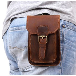 Crazy Horse Leather - Tas Pinggang Dompet Hp Pria  -  Kulit Sapi Asli