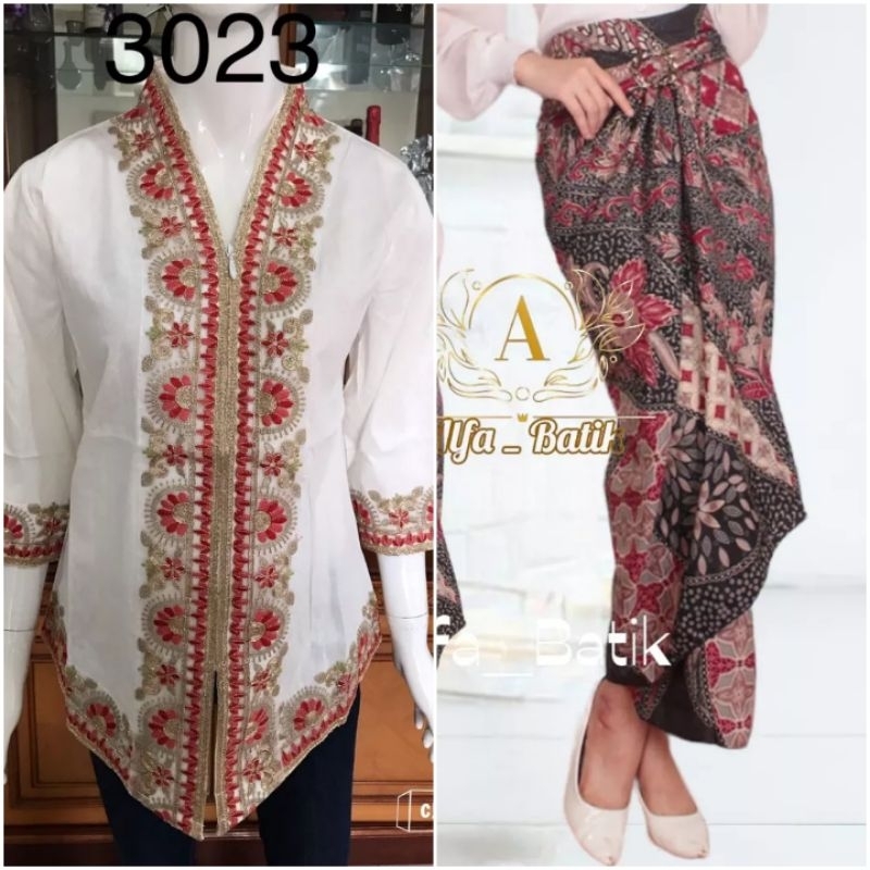 SETELAN KEBAYA ENCIM BORDIR SARI INDIA ALEXUEZ LINEN BUSUI +ROK SIZE M-3XL LD 110