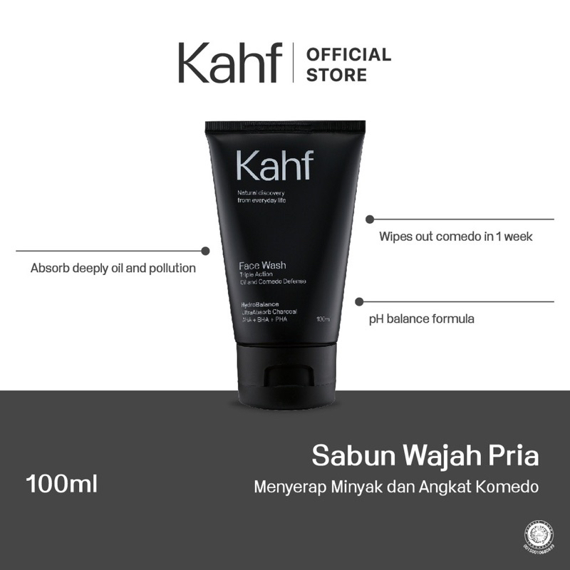 KAHF FACE WASH TRIPLE ACTION OIL AND COMEDO DEFENSE / KAHF FACIAL WASH BLACK / PENCUCI WAJAH / KAHF 