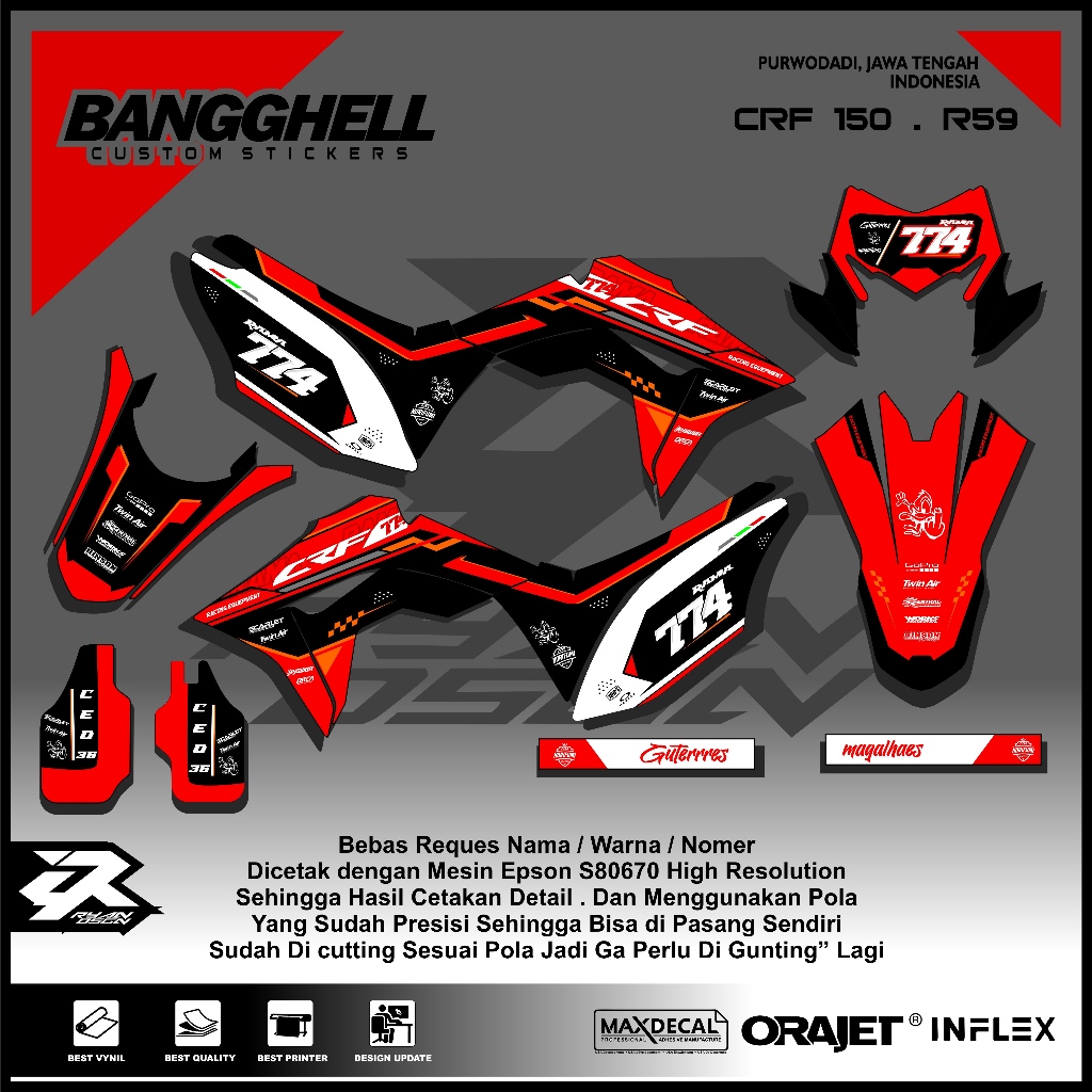 DECAL CRF 150 SUPERMOTO KEREN /STICKER CUSTOM CRF 150 / DECAL CRF CUSTOM