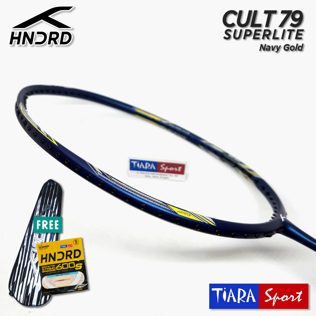 Raket HUNDRED Cult 79 Superlite - 5U Badminton Racket Set + Senar + Tas HNDRD