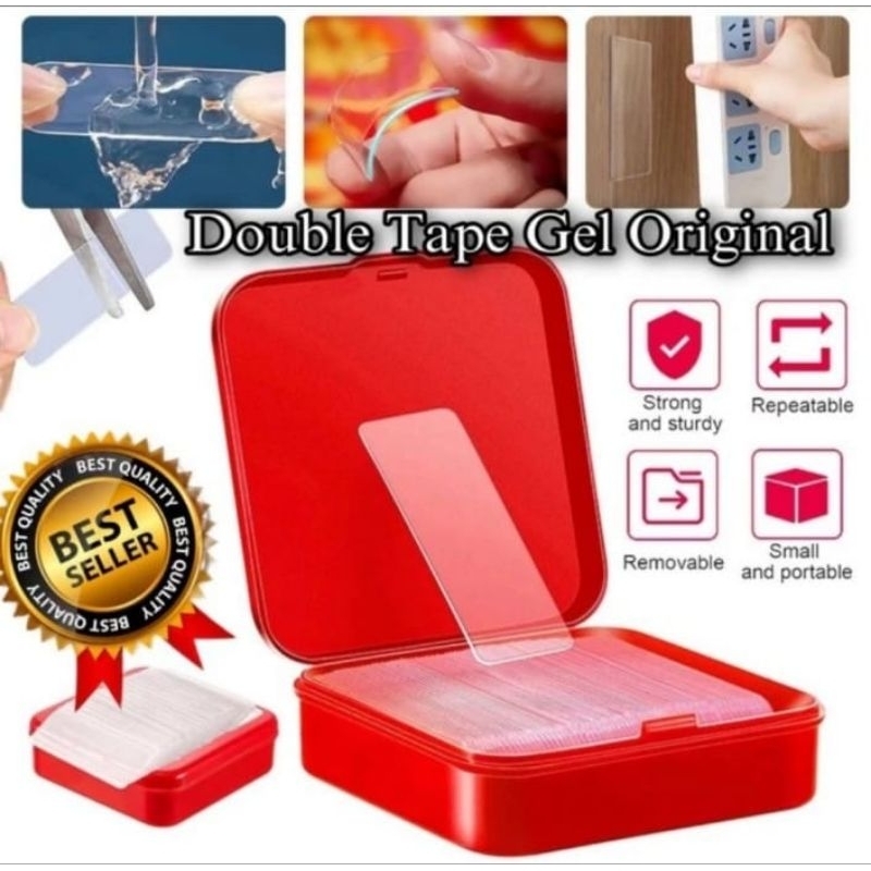 

Double tape transparan isi 60 pcs sided tape gel akrilik perekat 2 sisi