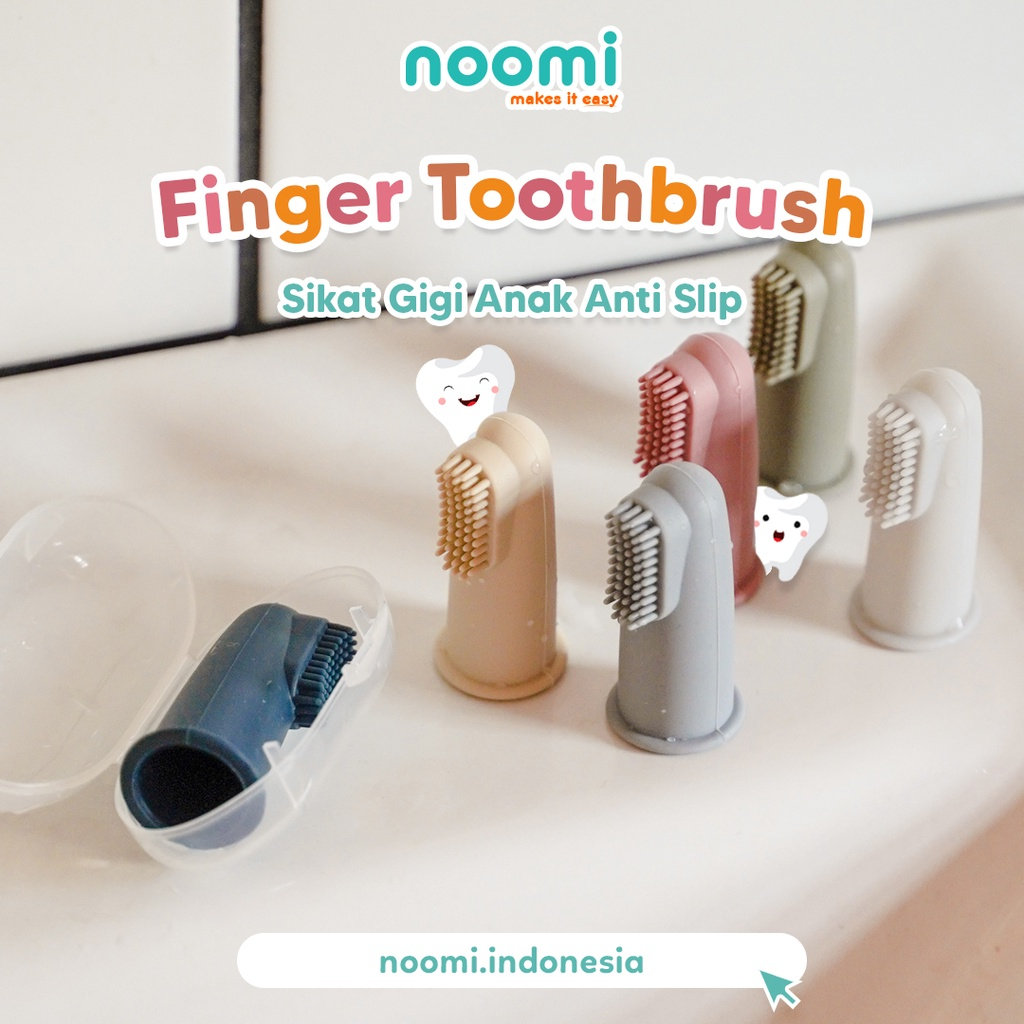 NOOMI Silicone Finger Toothbrush with Case | Pembersih Silikon Lidah dan Mulut Bayi (Tersedia varian