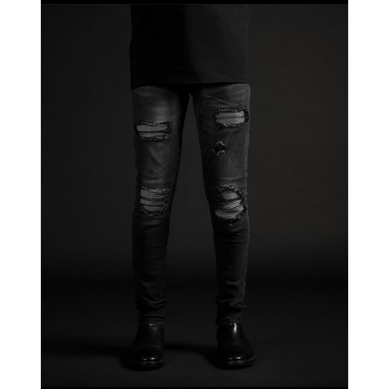 [RUCAS SEASON 12] RUCAS DARK GREY CAVIAR LEATHER JEANS
