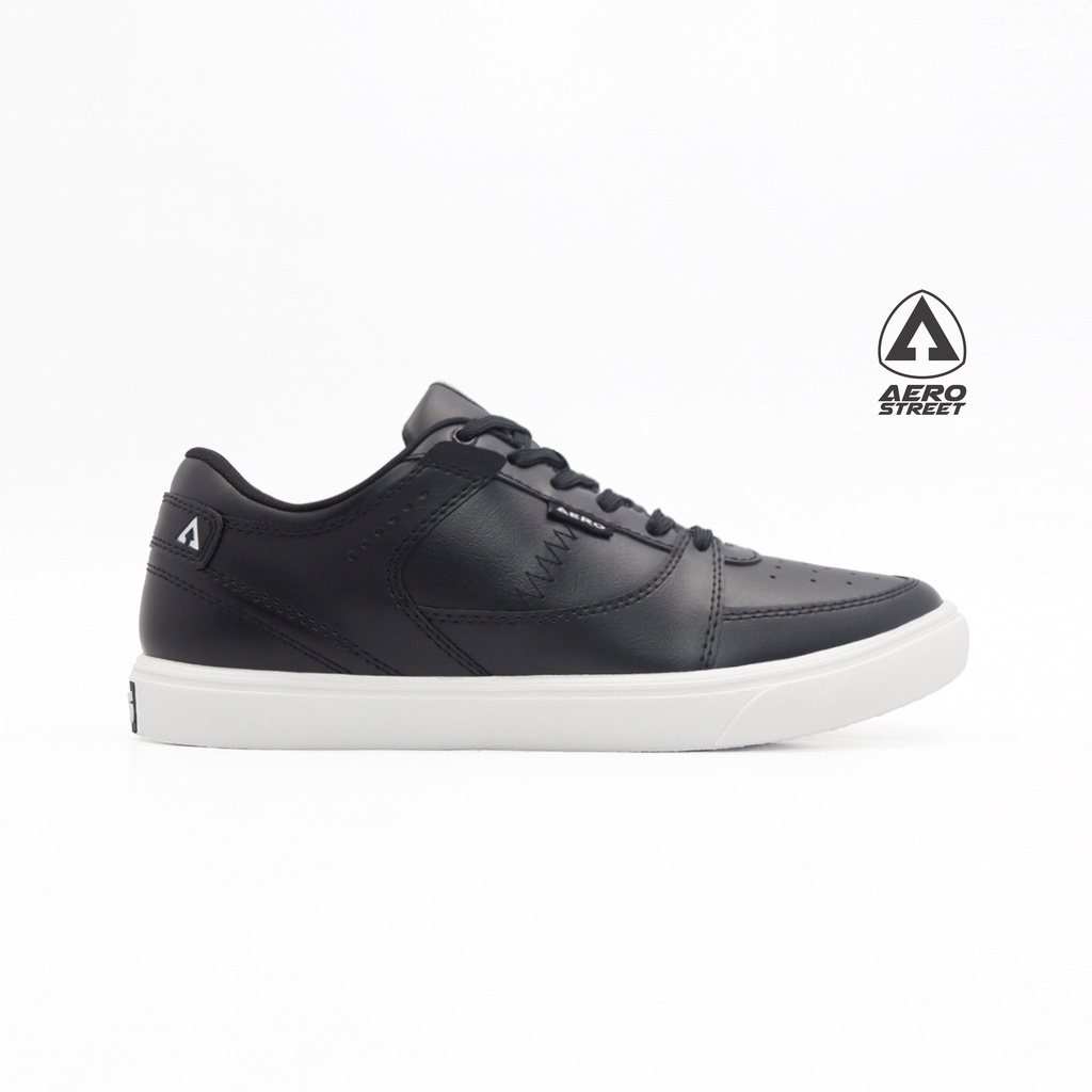 Sepatu Sneaker Sport - Aerostreet 37-44 Hoops Low Putih Hitam Hitam