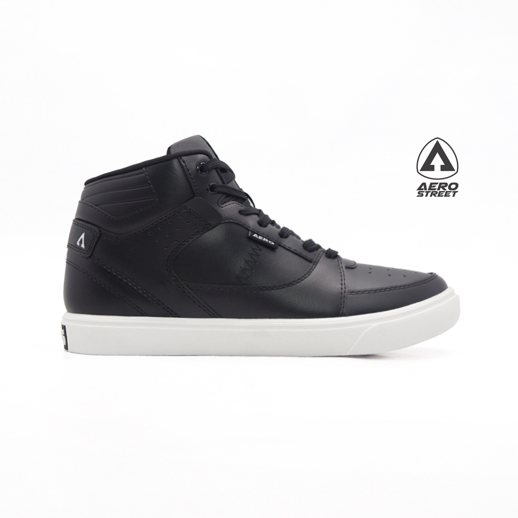 Sepatu Sneaker Sport - Aerostreet 37-44 Hoops High Putih Hitam Hitam
