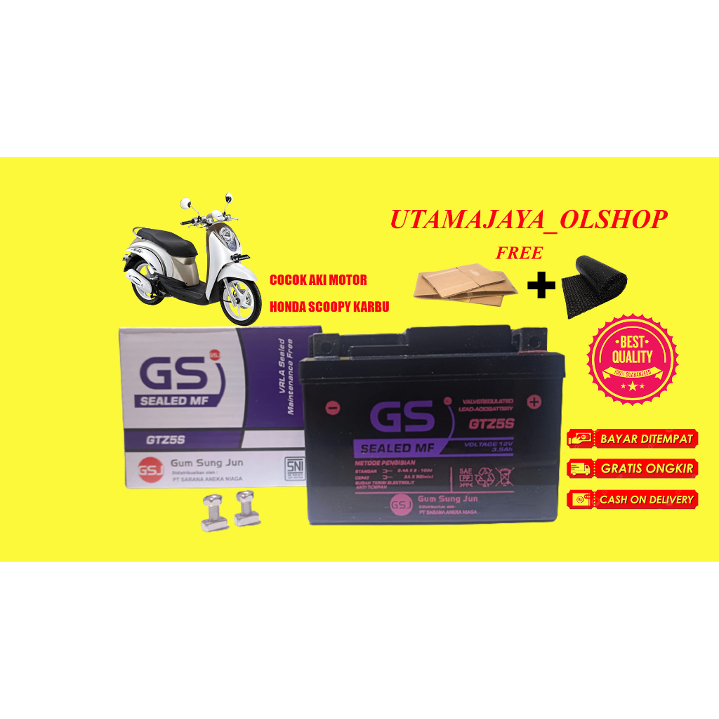 Aki Motor Honda SCOOPY KARBU Beat KARBU DAN BEAT FI VARIO 110 CC GTZ5 Accu Kering MF