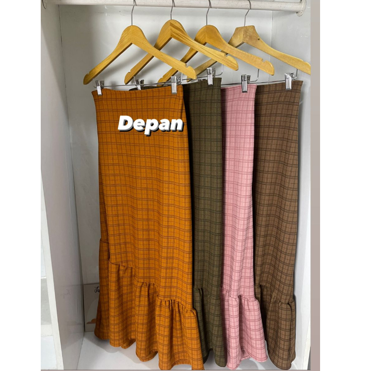 Rok Ruffle Korea Panjang Maxi Kotak Premium / long skirt korea style