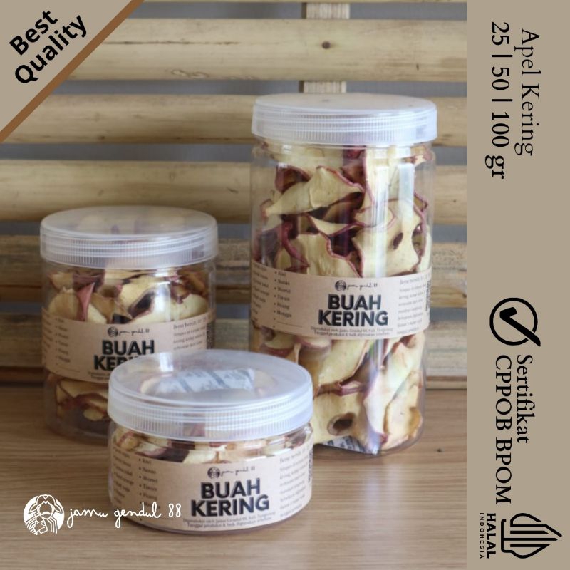 

Apel Iris Kering - Dried Apple Slice Dehydrated Apple - Buah Kering Jamu Gendul 88 Kualitas Premium