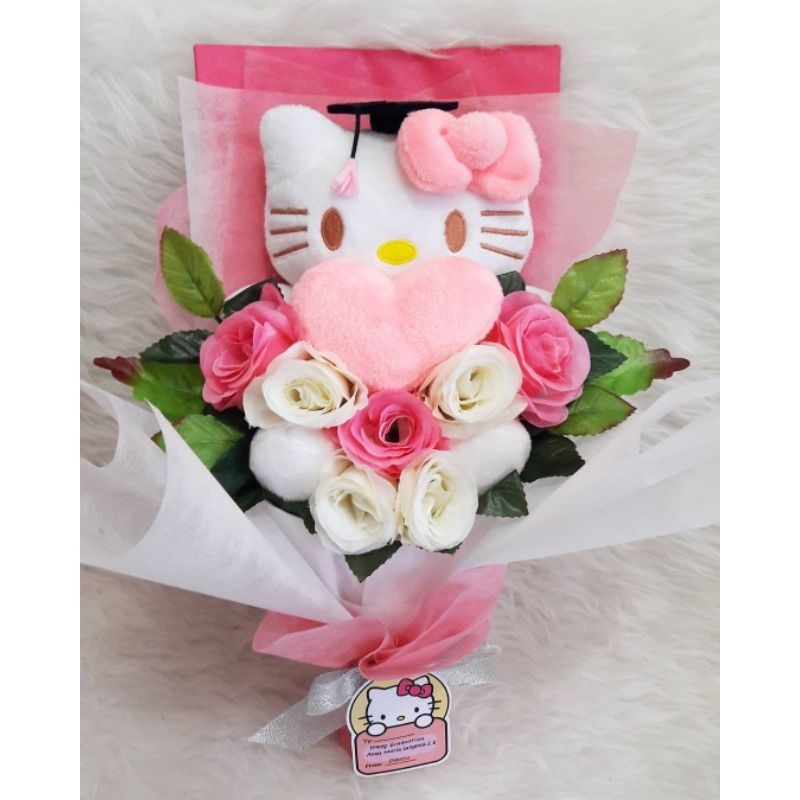 BBHK - BUKET BONEKA HELLO KITTY - BUKET BONEKA WISUDA - BUKET BONEKA WISUDA - BUKET WARNA PINK - BUK