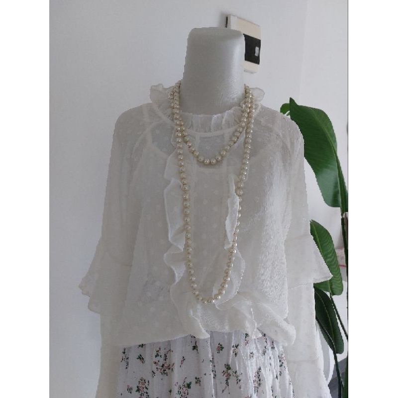 preloved blouse kemeja sifon putih