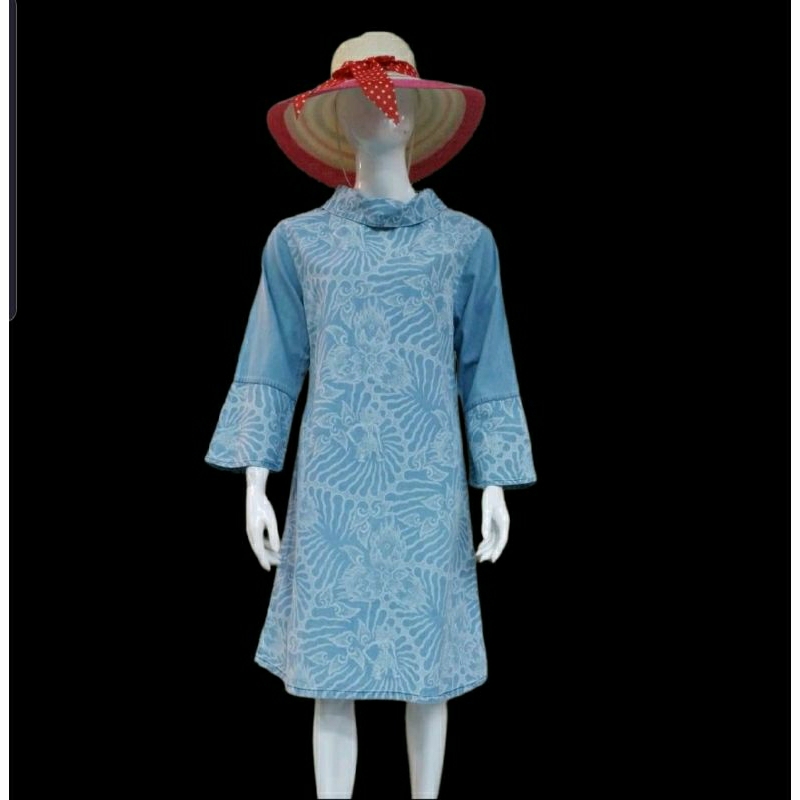 tunik batik bahan jeans motif songket batik DB thamrin city