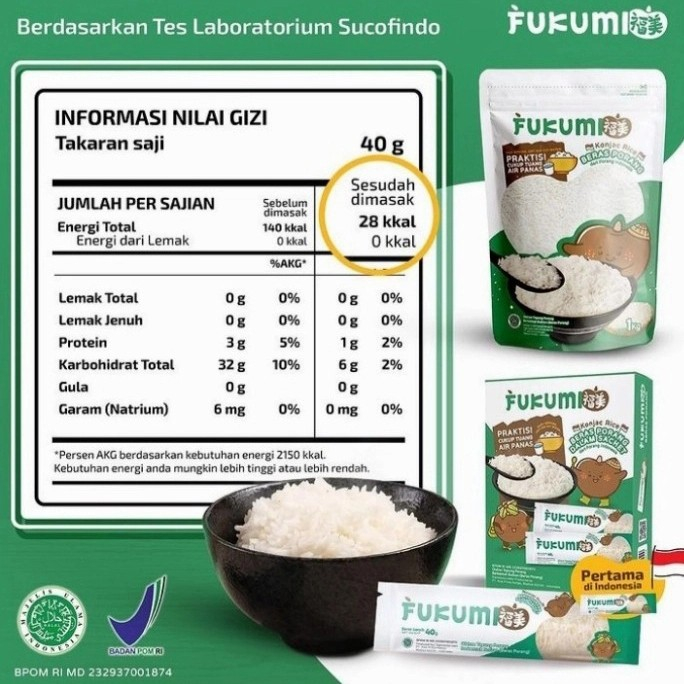 

ADY78 Fukumi Beras Porang Pouch 1kg Konjac Rice - Mudah & Praktis