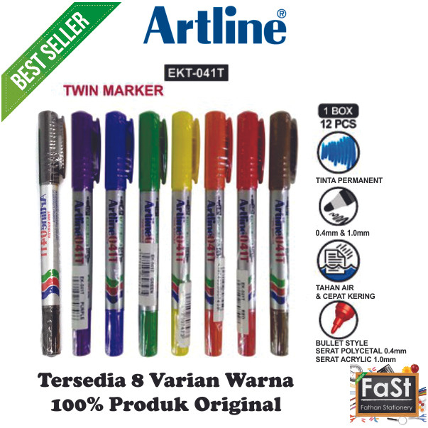 

Spidol Permanent Twin Marker Artline EK-041T (2 ujung nib)