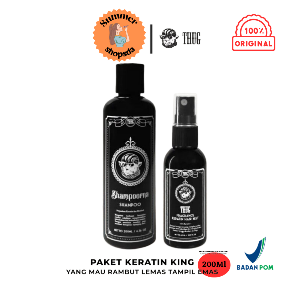 Thug 2 pcs shampo hairmist Shampo PELURUS RAMBUT ORIGINAL 100% Shampoorna Shampoo Thugofficial/shamp